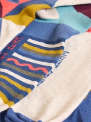 White Stuff Blue Geo Stripe Ankle Socks 4 Pack - Image 4 of 4