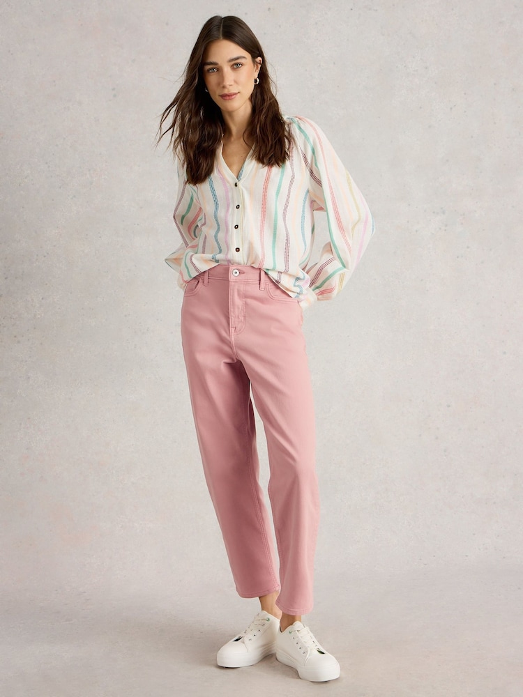 White Stuff Pink Blake Straight Crop Jeans - Image 1 of 4