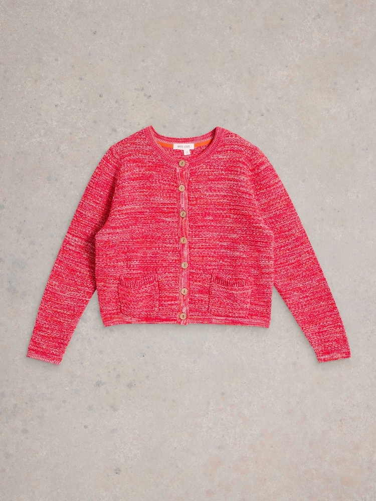White Stuff Pink Belle Stitchy 100% Organic Cotton Cardigan - Image 5 of 5