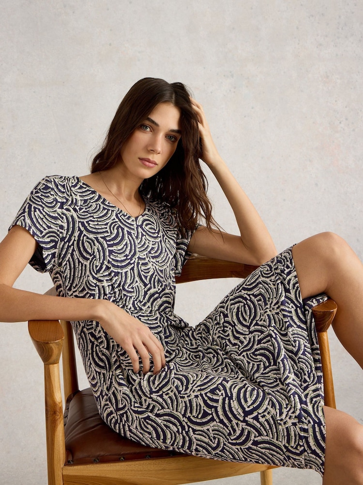 White Stuff Blue Tallie Jersey Dress - Image 2 of 6