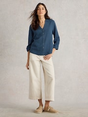 White Stuff Blue Annie Double Cotton Cloth Shirt - Image 1 of 6