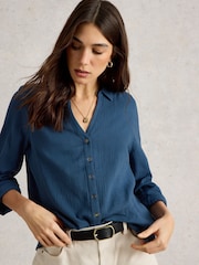 White Stuff Blue Annie Double Cotton Cloth Shirt - Image 3 of 6