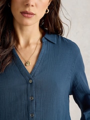 White Stuff Blue Annie Double Cotton Cloth Shirt - Image 4 of 6