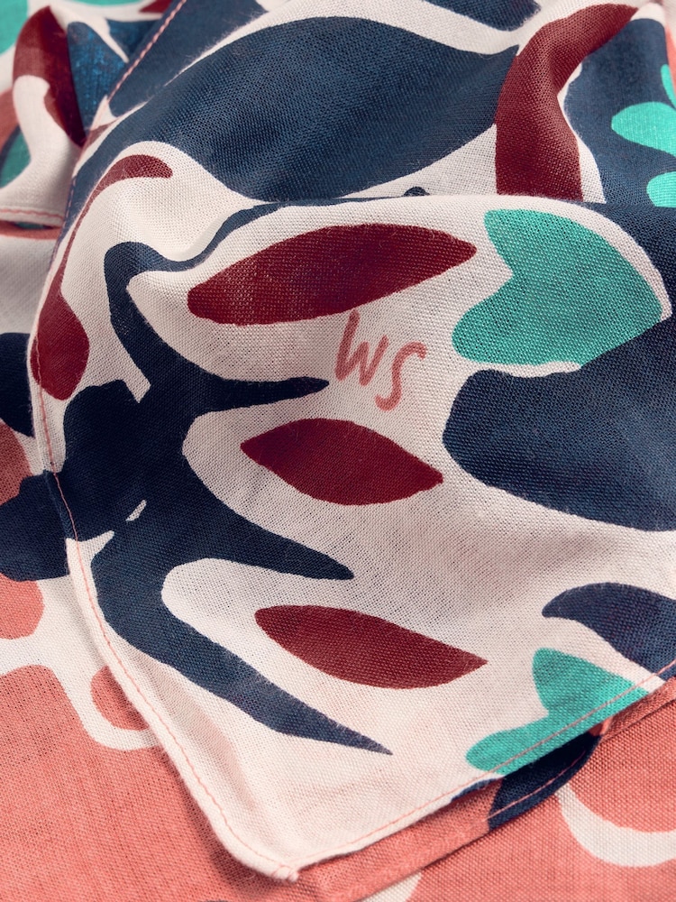 White Stuff Pink Calypso Carnival Printed Scarf - Image 3 of 3