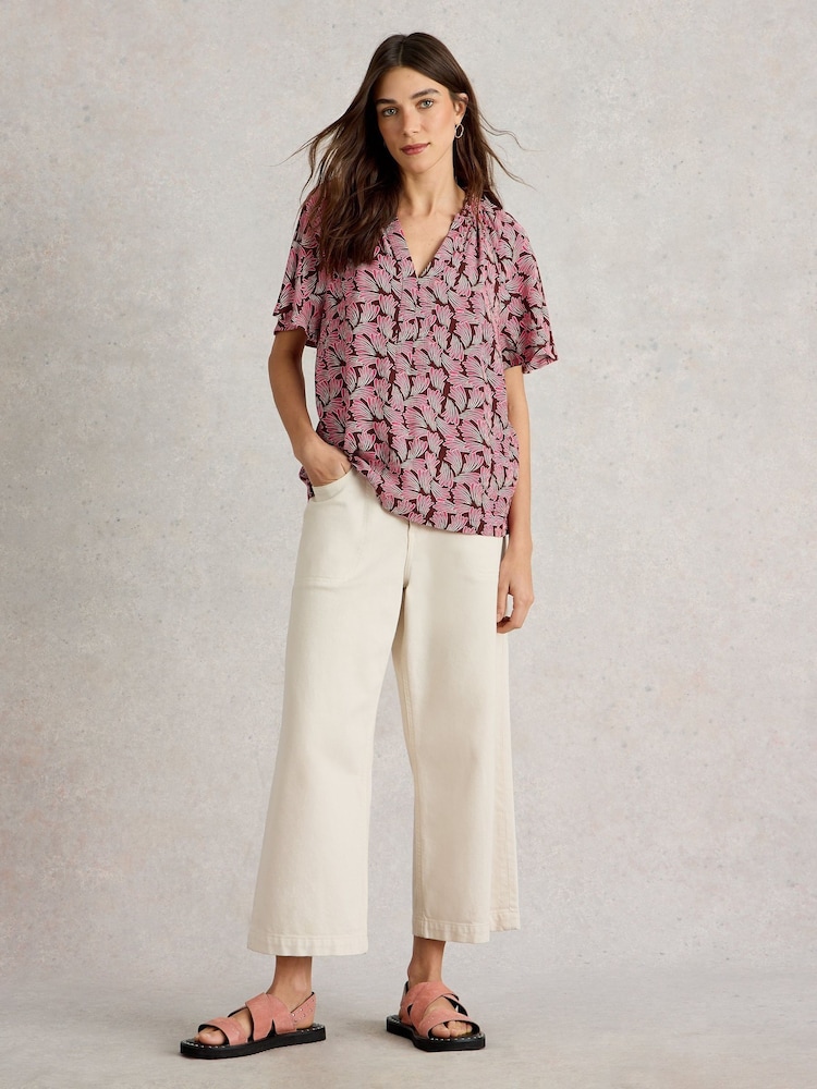 White Stuff Pink Sophia Crinkle Top - Image 3 of 6