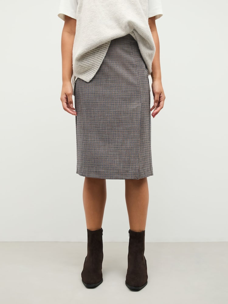 Brown Mini Check Pencil Skirt - Image 2 of 8 Brown Mini Check Pencil Skirt - Image 2 of 8