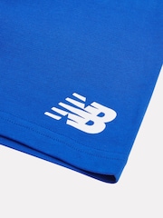 Aqua Blue - New Balance Kids French Terry Stacked Logo 100% Cotton Shorts - Imagen 3 de 3