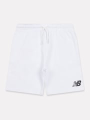 New Balance White Kids French Terry Stacked Logo 100% Cotton Shorts - Image 1 of 3
