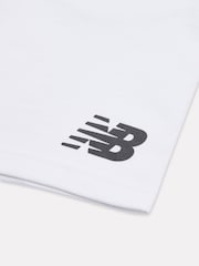 New Balance White Kids French Terry Stacked Logo 100% Cotton Shorts - Image 3 of 3