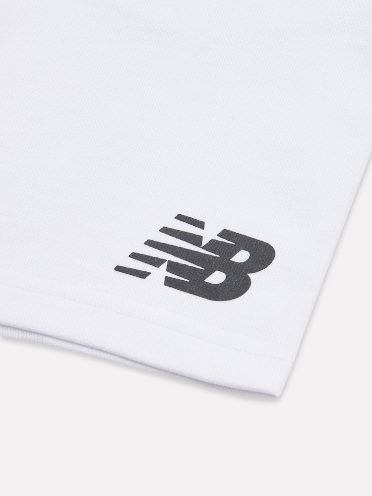 New Balance White Kids French Terry Stacked Logo 100% Cotton Shorts - Image 3 of 3