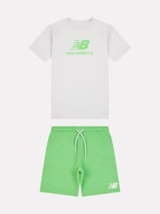 New Balance Green New Balance Boys Stacked Logo Tee & Shorts Set - Image 1 of 1