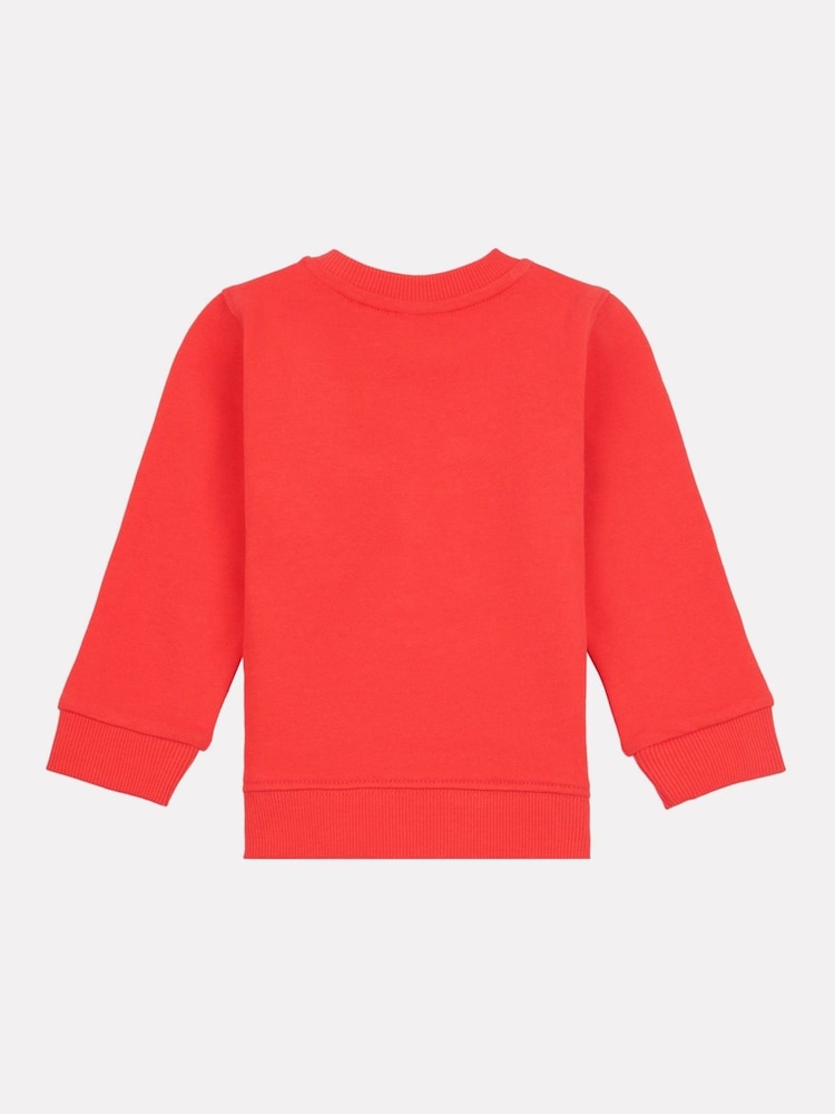 New Balance Red Kids 100% Cotton French Terry Stacked Logo Crew Sweat Top - Image 2 of 3