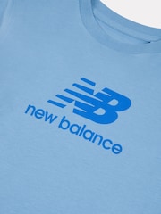New Balance Blue Kids Stacked Logo T-Shirt and Shorts Set - Image 8 of 10