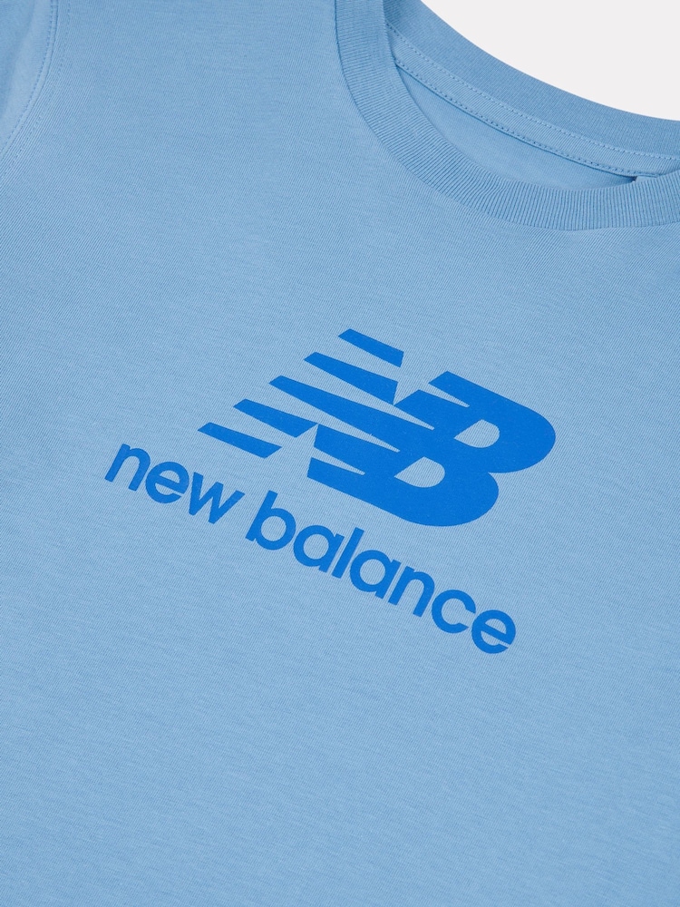 New Balance Blue Kids Stacked Logo T-Shirt and Shorts Set - Image 8 of 10