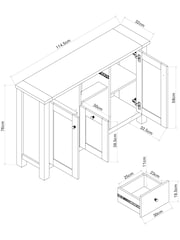 Natural Malvern Oak Effect Large Slim Sideboard - Image 6 of 11