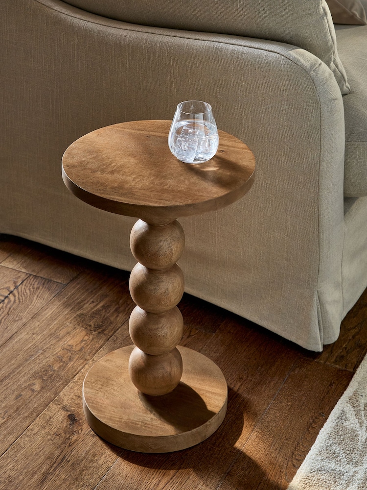 Light Natural Bobbin Solid Mango Wood Side Table - Image 1 of 5 Light Natural Bobbin Solid Mango Wood Side Table - Image 1 of 5