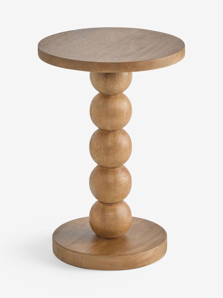 Light Natural Bobbin Solid Mango Wood Side Table - Image 2 of 5 Light Natural Bobbin Solid Mango Wood Side Table - Image 2 of 5
