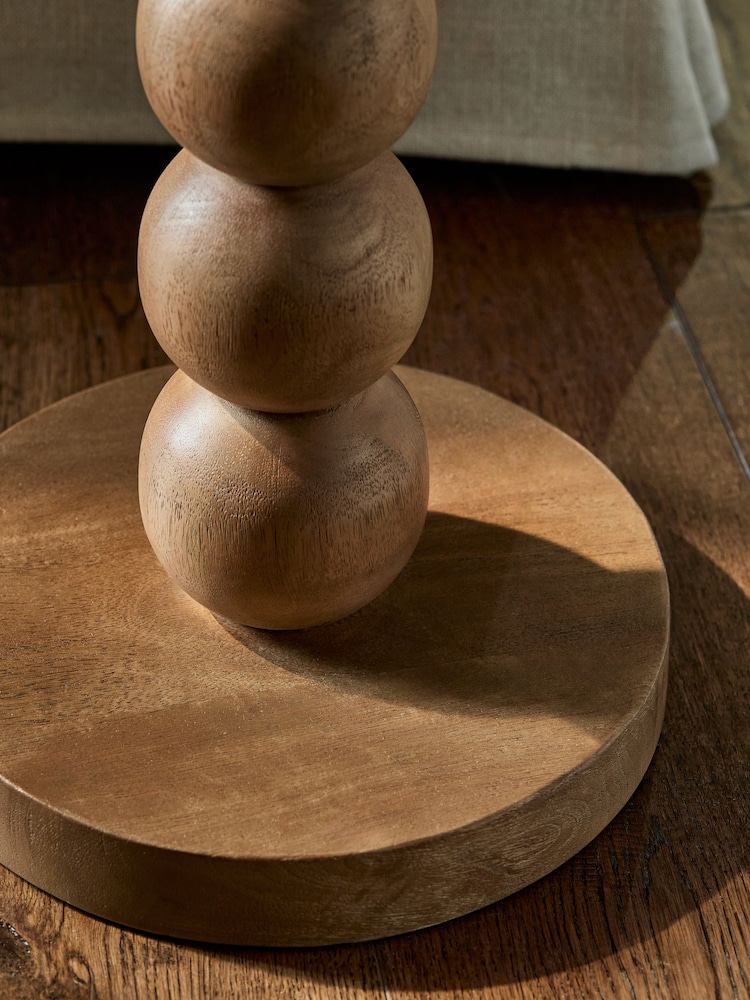 Light Natural Bobbin Solid Mango Wood Side Table - Image 5 of 5 Light Natural Bobbin Solid Mango Wood Side Table - Image 5 of 5