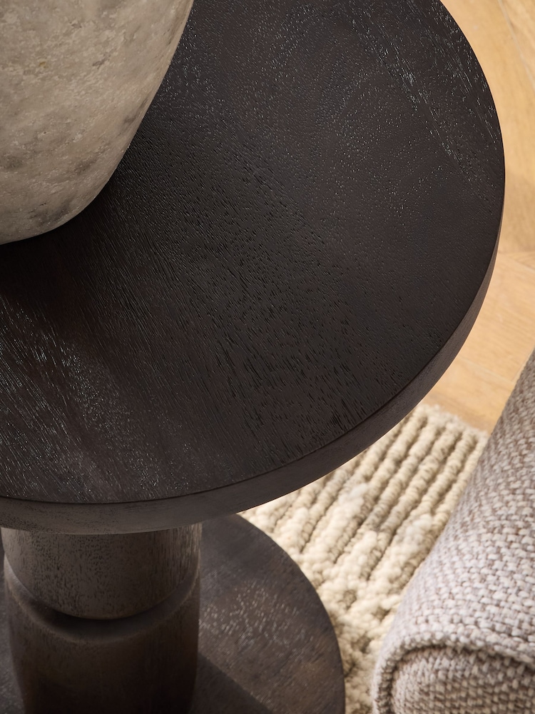 Black Bobbin Solid Mango Wood Side Table - Image 2 of 5