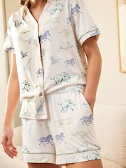 Chelsea Peers White Short Pyjamas Racing Animal Print Short Pyjamas Set - Image 3 of 5