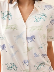 Chelsea Peers White Short Pyjamas Racing Animal Print Short Pyjamas Set - Image 5 of 5
