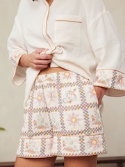 Chelsea Peers Cheesecloth Desert Patchwork Print Short 100% Cotton Pyjamas Set - صورة 3 من 5