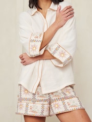 Chelsea Peers Cheesecloth Desert Patchwork Print Short 100% Cotton Pyjamas Set - صورة 5 من 5