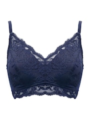 Pour Moi Blue Love To Lounge Lace and Modal Rib Non Wired Bra - Image 3 of 4