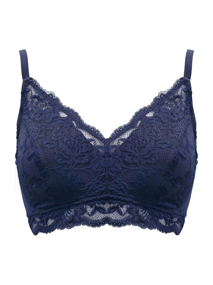 Pour Moi Blue Love To Lounge Lace and Modal Rib Non Wired Bra - Image 3 of 4