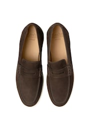 Loake Grain Nubuck Saddle Apron Front Brown Loafers - Image 3 of 3