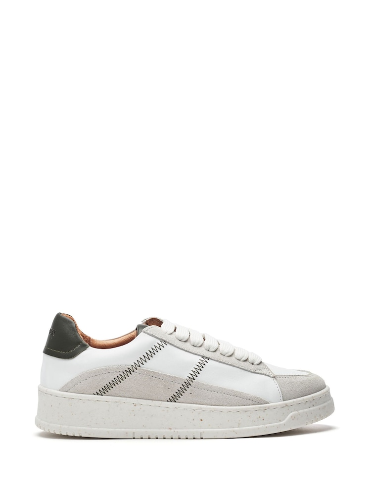 Moda in Pelle Sh Emery Zigzag Stitch Leather White Trainers - Image 2 of 5