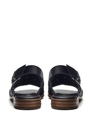 Moda in Pelle Sh Ionia Cross Strap Flat Leather Black Sandals - Image 4 of 5
