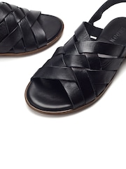 Moda in Pelle Sh Ionia Cross Strap Flat Leather Black Sandals - Image 5 of 5