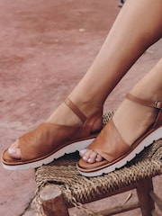 Moda in Pelle Moire Asymmetric Flexi Leather Sandals - Image 1 of 5