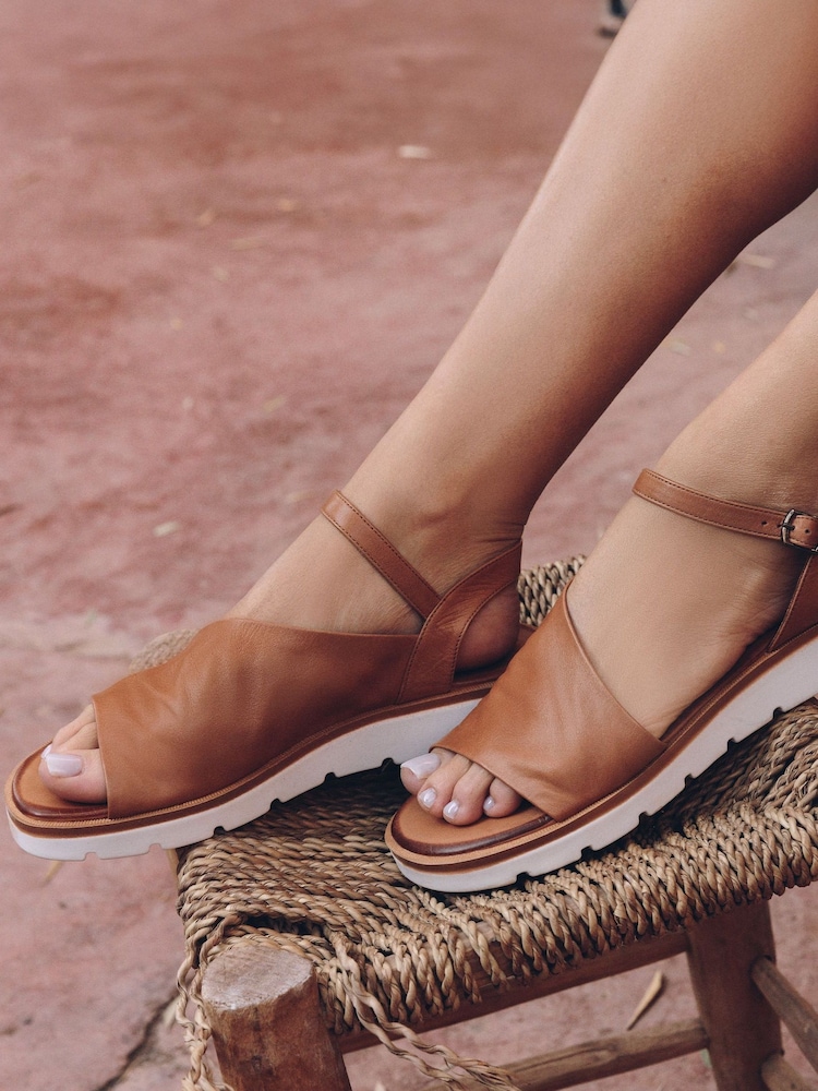 Moda in Pelle Moire Asymmetric Flexi Leather Sandals - Image 1 of 5
