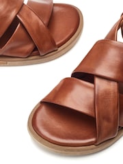 Moda in Pelle Blue Over Soft Cross Strap Leather Sandals On Microwedge - Image 5 of 5