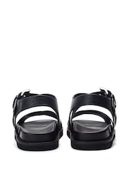 Moda in Pelle Sh Liner Double Cross Strap Leather Footbed Black Sandals - Image 4 of 4