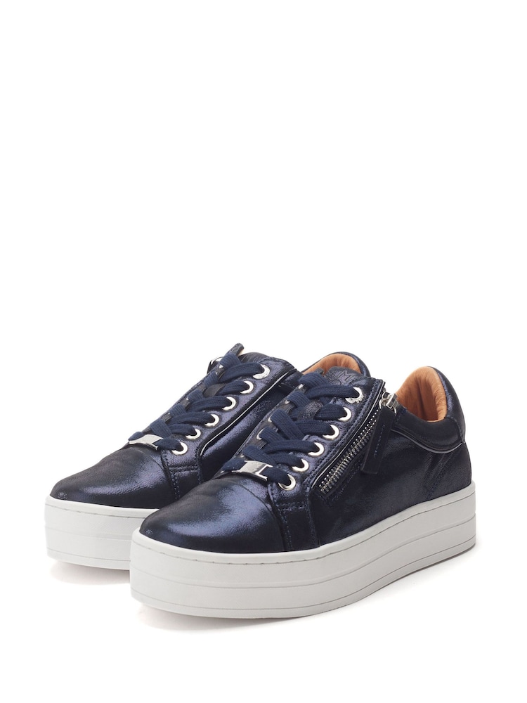 Moda in Pelle Barlli Contrast Topline Leather Trainers - Image 2 of 4