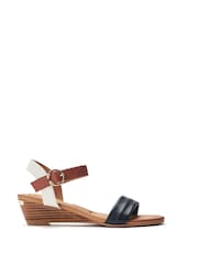 Moda in Pelle Mayapple Heel Clip Wedges Strappy Leather Sandals - Image 1 of 4