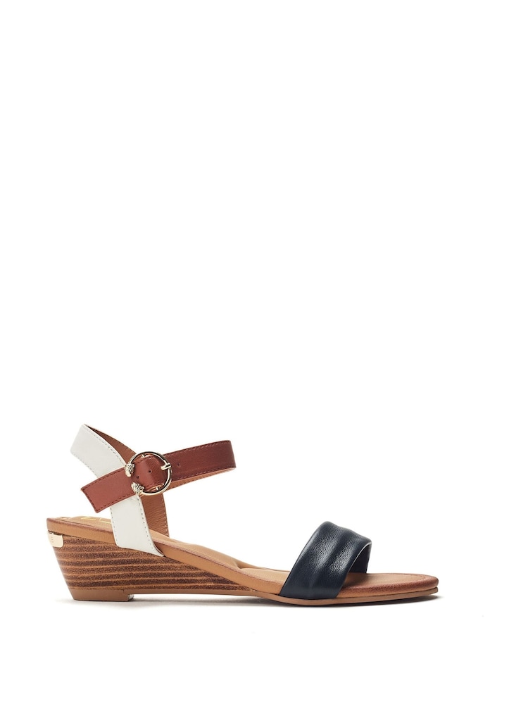 Bril White - Moda in Pelle Mayapple Heel Clip Wedges Strappy Leather Sandals - Imagen 1 de 4 Bril White - Moda in Pelle Mayapple Heel Clip Wedges Strappy Leather Sandals - Imagen 1 de 4