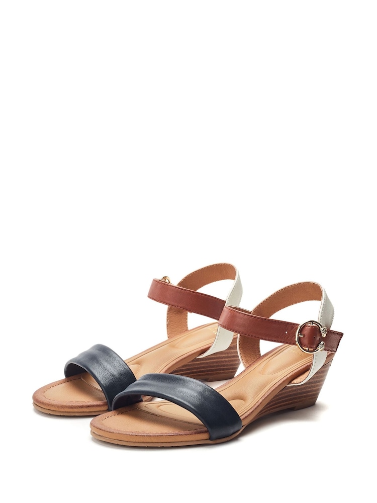 Bril White - Moda in Pelle Mayapple Heel Clip Wedges Strappy Leather Sandals - Imagen 2 de 4 Bril White - Moda in Pelle Mayapple Heel Clip Wedges Strappy Leather Sandals - Imagen 2 de 4