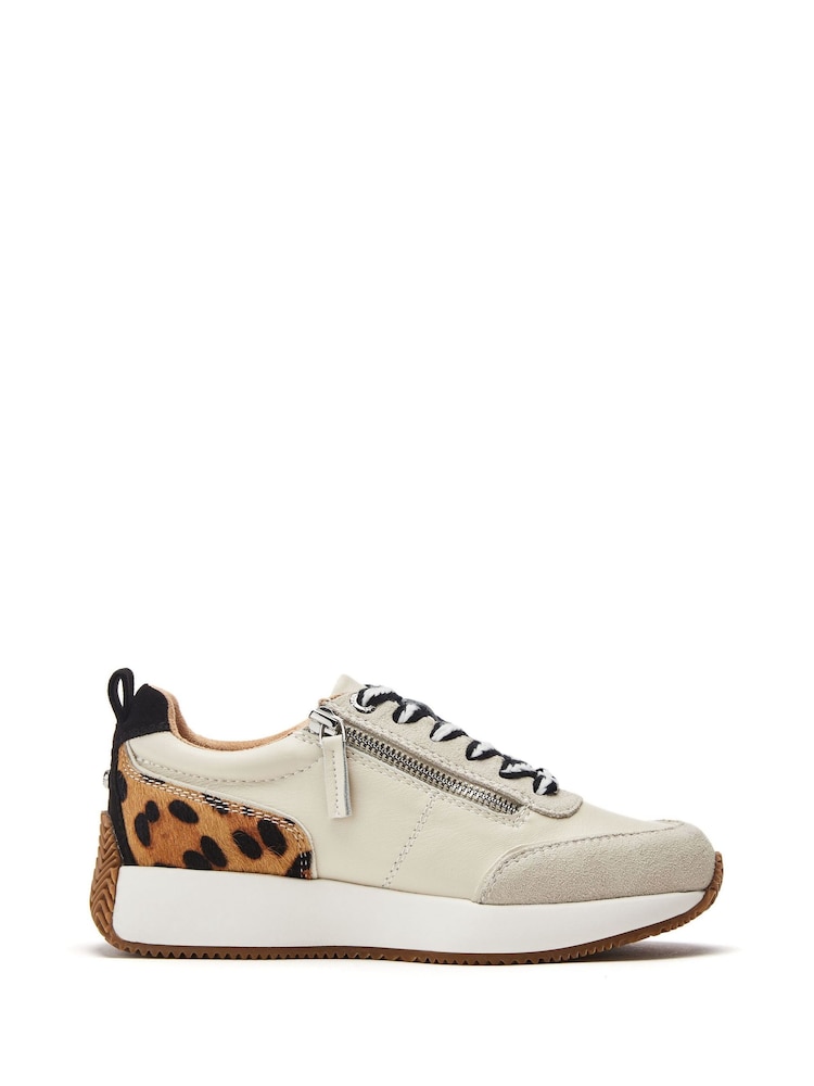 Moda in Pelle Animal Delphinea Multi Panel Zip And Lace Up Leather Trainers - Image 1 of 4