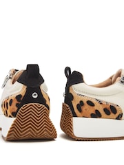 Moda in Pelle Animal Delphinea Multi Panel Zip And Lace Up Leather Trainers - Image 4 of 4