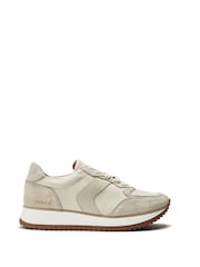 Moda in Pelle Eager Runner Style Leather White Trainers - Image 2 of 4