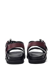 Moda in Pelle Sh Liner Double Cross Strap Leather Footbed Black Sandals - Image 3 of 4