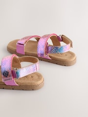 Pink Snake Print Two Strap Sandals - Image 4 of 5