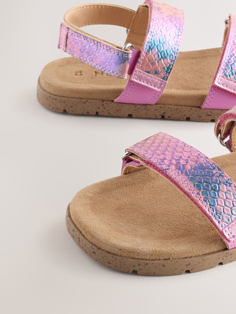 Pink Snake Print Two Strap Sandals - Image 5 of 5
