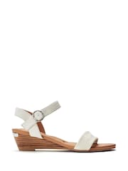 Blanco - Moda in Pelle Mayapple Heel Clip Wedges Strappy Leather Sandals - Imagen 1 de 4