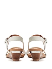 Blanco - Moda in Pelle Mayapple Heel Clip Wedges Strappy Leather Sandals - Imagen 3 de 4