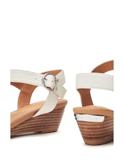 Blanco - Moda in Pelle Mayapple Heel Clip Wedges Strappy Leather Sandals - Imagen 4 de 4